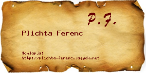 Plichta Ferenc névjegykártya