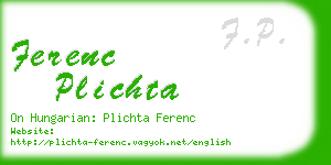 ferenc plichta business card